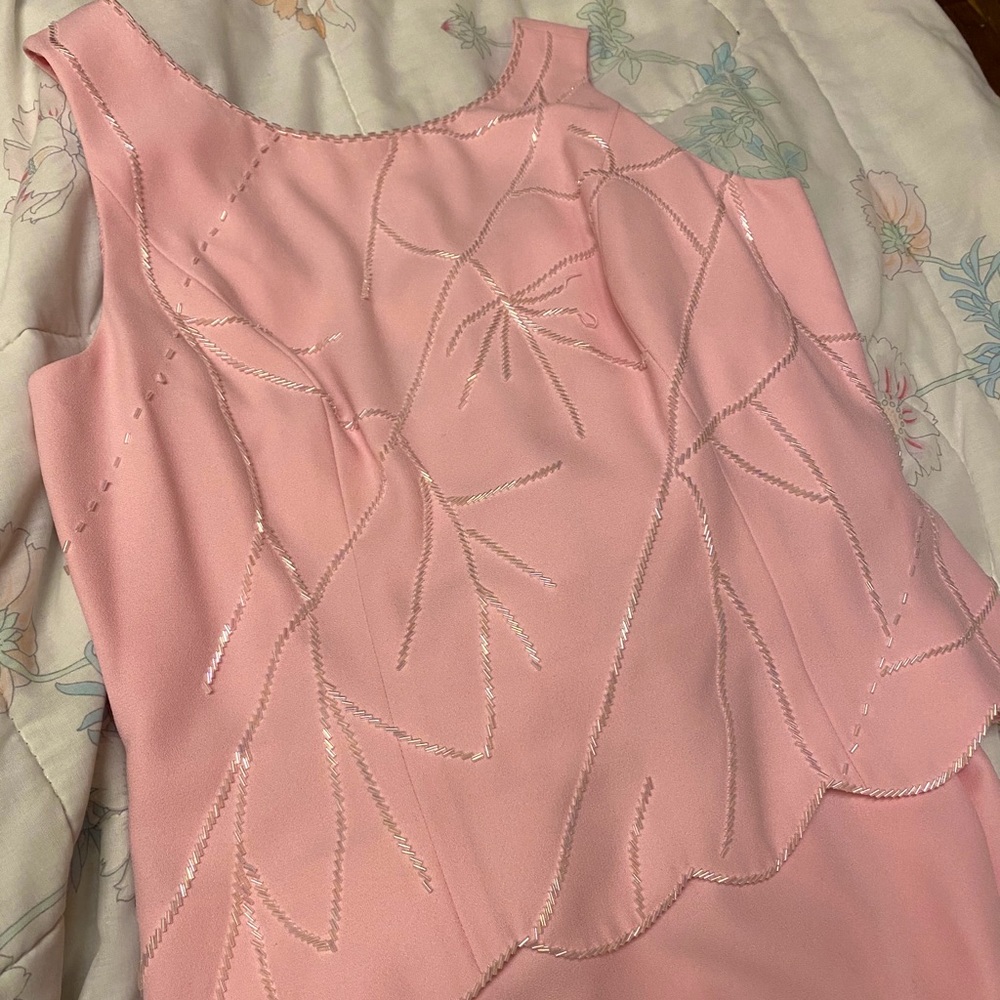 Marsoni pink beaded maxi gown with thick straps